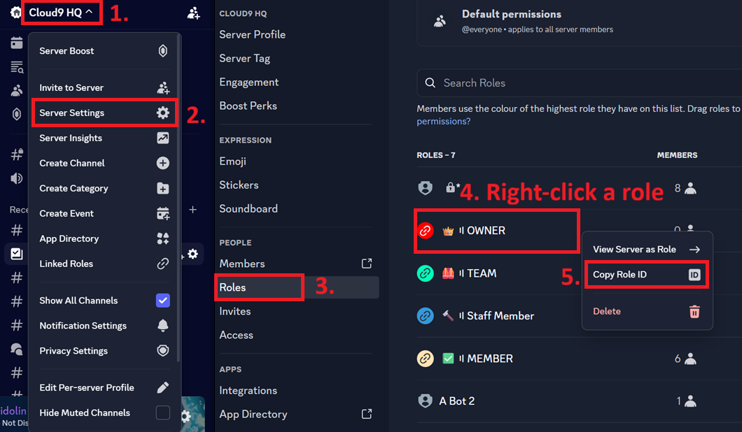 Screenshot der Rolleneinstellungen mit aktivem Rechtsklick-Menü